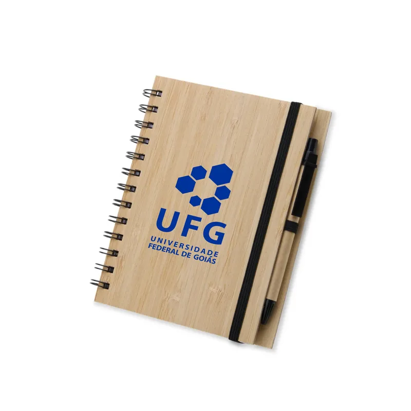 Caderno Ecológico com Capa Similar ao Bambu — personalização em Silk Screen