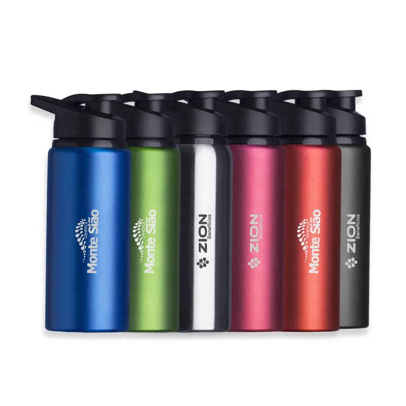 Squeeze Alumínio 650ml — personalização em Silk Screen e gravação com Fiber Laser