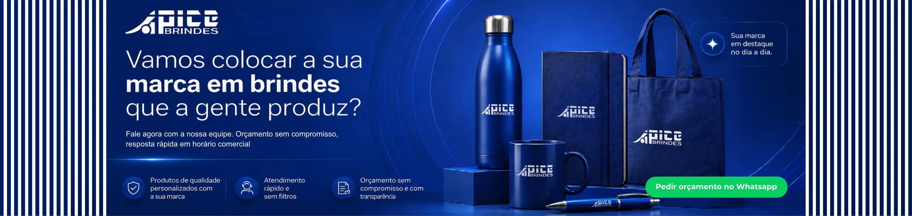 Vamos colocar a sua marca em brindes que a gente produz? — Ápice Brindes