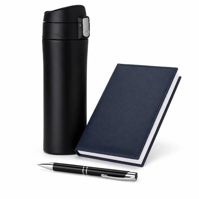 Kit Executivo Premium — personalização em Silk Screen e gravação com Fiber Laser